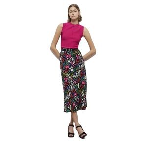 The Kooples Multicolor Floral Printed Midi Skirt Size 1 (Small)